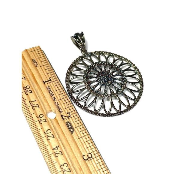 925 Milor Italy Pendant Darkened Multicolored Silver Circle 11.83g - Picture 5 of 10